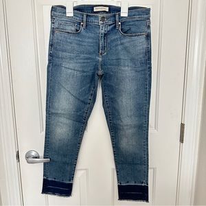 Banana Republic Medium Wash Petite Ankle Crop Jeans 30P Dyed Raw Hem